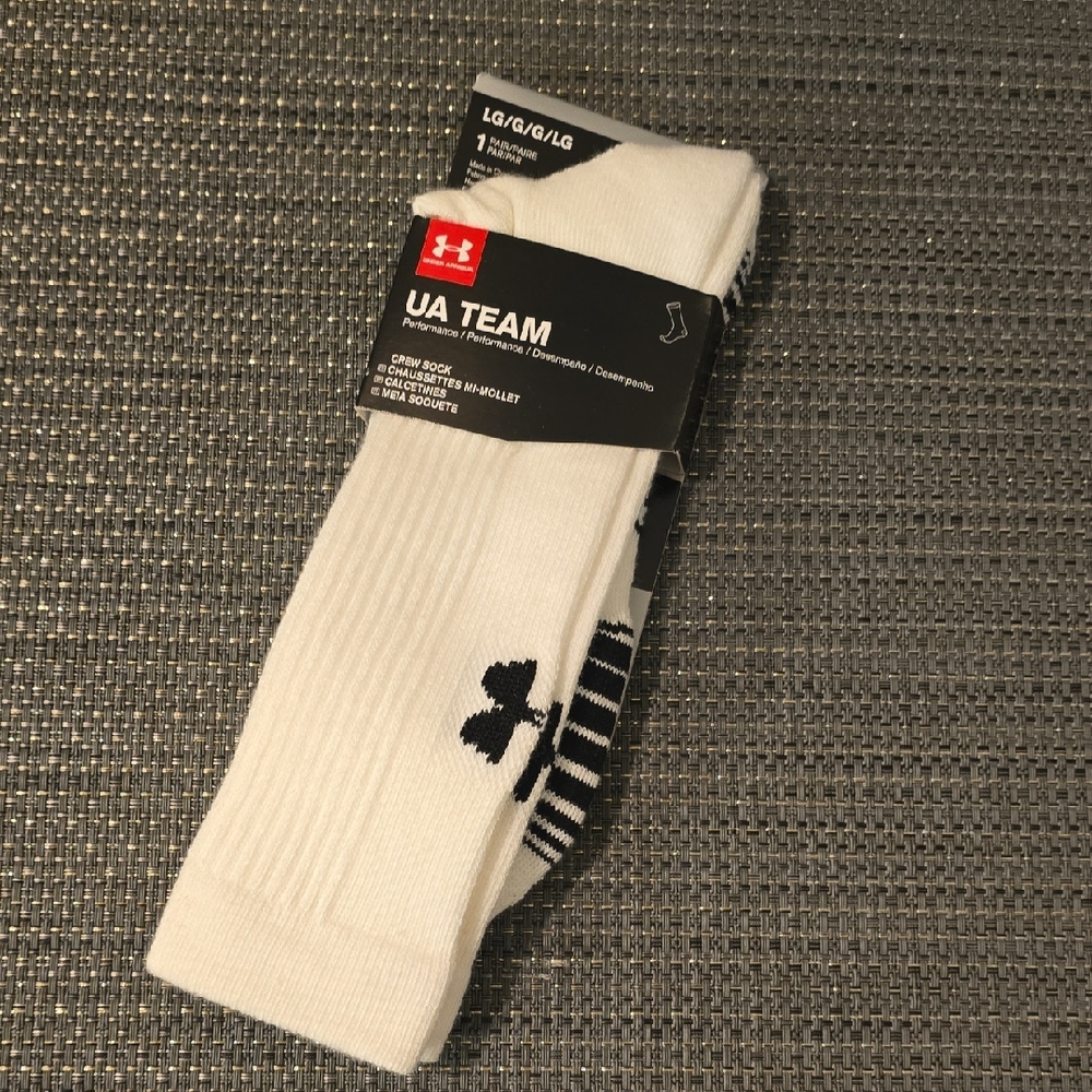 Under Armour White and Black Crew Socks